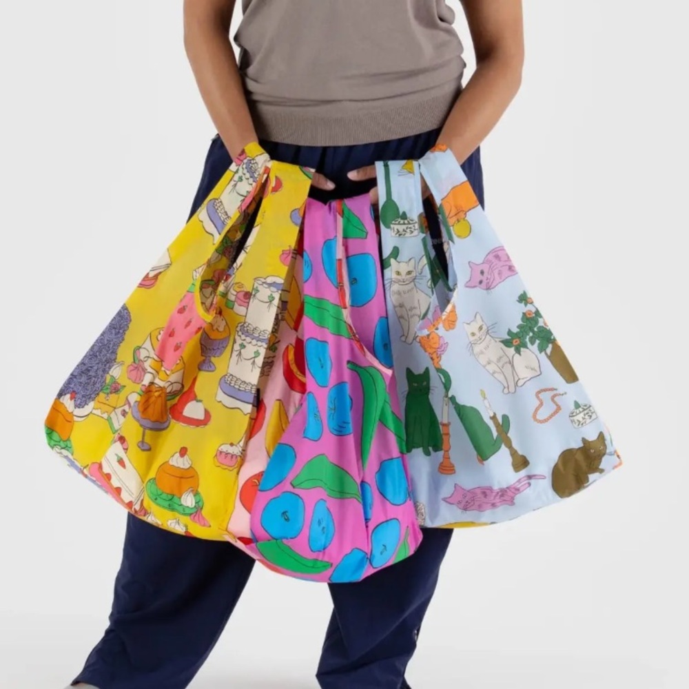 BAGGU Colorful Cat 3 pack reusable totes